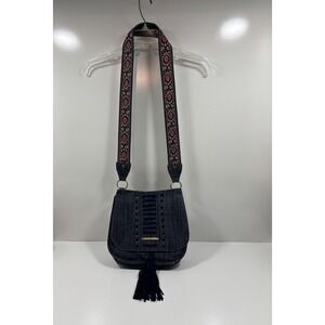 Steve Madden‎ Denim Purse Fringe Embroidered Guitar Strap Southwestern Crossbody